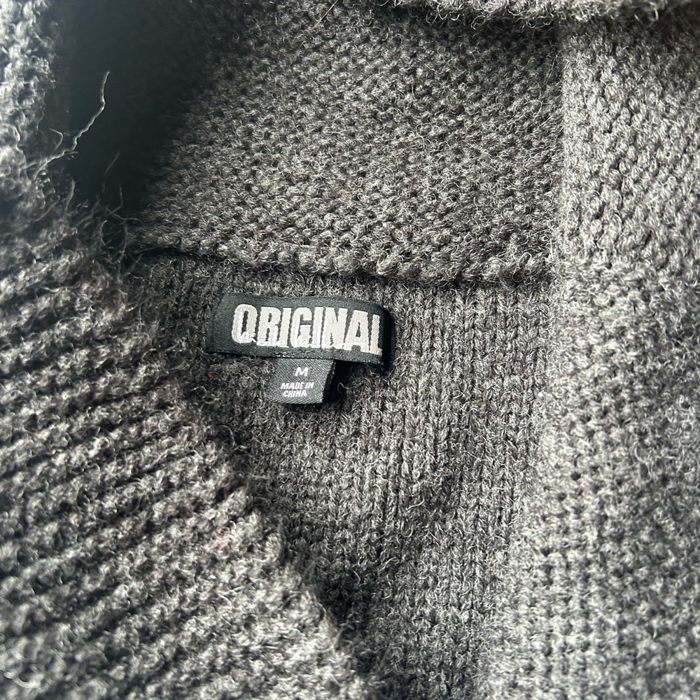 Chic Dark Gray and Light Gray Patterned Cardigan - image 5